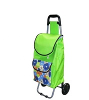 Chariot de courses populaire à faible MOQ, personnalisable avec logo, en polyester, avec roues en caoutchouc robustes et design portable