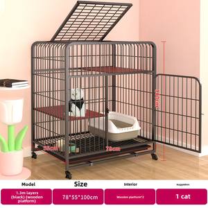 İndirim kedi kabine büyük katlanabilir Metal kedi yavru kafes ile 360 dönen tekerlekler ahşap evcil hayvan oyun parkı taşıyıcı ev evcil hayvan çiti - Product Image 5