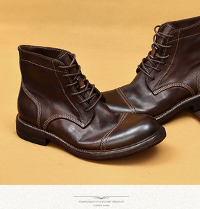 Botas Chelsea de Hombre con Cordones, de Cuero Genuino, para Invierno, con Suela Gruesa, Estilo Británico, Casual de Negocios, Antideslizantes - Product Image 3