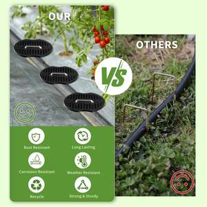 80 U-Shaped 6-Inch Landscape <b>Ground</b> <b>Stakes</b> with 80 Fixing Washers and 1 Hook <b>Stake</b> Fastening Fencing Products - Product Image 3