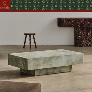 <span class=keywords><strong>Mesa</strong></span> de Centro GOLDKING Moderna para Sala de Estar, Mármol Verde Veteado, Base Gris Claro, Vetas Blancas y Grises, Acabado de Superficie de Alto Brillo - Product Image 6