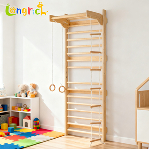 Escalera sueca de madera para montar en la pared, para niños y adultos, barra de escalada para gimnasio interior, anillas, 78x30x220cm, equipo de fitness para el hogar, uso familiar - Product Image 2