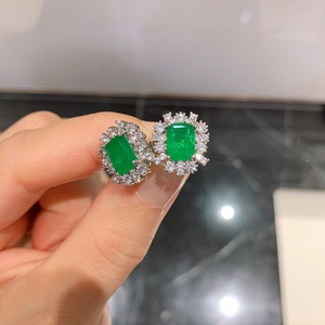 Factory Wholesale Eco-friendly Copper Green Zircon Pendant <b>Earrings</b> Minimalist Jewelry <b>Set</b> Women Refined Everyday Style - Product Image 5