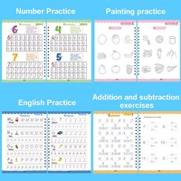 Cahier d'écriture réutilisable pour enfants, modèle de calligraphie française Montessori avec rainures, cahier d'exercices d'écriture à l'encre magique