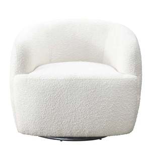 Chaise pivotante moderne et durable Mina White Boucle, idéale pour le salon, la salle à manger, le bureau, l'hôtel et la chambre à coucher - Product Image 5