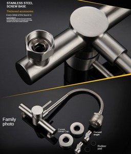 304 Stainless Steel Hot and Cold Double Hole Sink Universal Pipe <strong>Shower</strong> Water Rotary <strong>Kitchen</strong> Faucet - Product Image 2