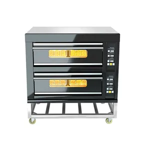 Oven panggang industri untuk peralatan roti dan kue, mesin Pizza, Oven panggang untuk roti