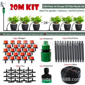Kit d'irrigation goutte à goutte, tuyau de 30 m, 36 goutteurs, connecteur en T, tige fixe pour jardin, balcon, plantes en pot - Product Image 3
