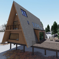 Maison préfabriquée en structure acier, toit triangulaire en A, cabane modulaire pour hôtel-resort de glamping