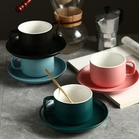 Ensemble de tasses et soucoupes à expresso en céramique avec support, finition mate, 12 et 16 pièces
