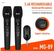 Microphone à condensateur portatif AIDI MG89-2 - Sans fil, réduction de bruit, léger, métal, prise casque 3,5 mm, karaoké