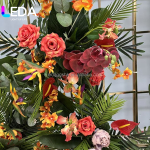 LEDA Tropical Style Custom Artificial Flower Arrangement Events Backdrop Arch Stand <b>Wedding</b> <b>Props</b> Decoration - Product Image 2