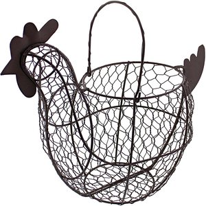 Porte-œufs en fil métallique décoratif marron avec poignée, panier à œufs en fil métallique décoratif pour la cuisine, paniers de cuisine suspendus - Product Image 1