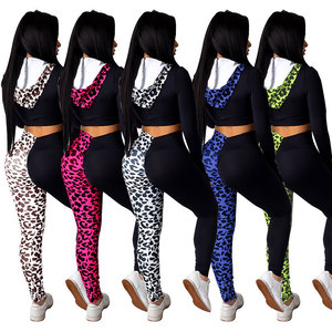 <span class=keywords><strong>2023</strong></span> printemps et <span class=keywords><strong>hiver</strong></span> nouveautés costume de sport vêtements de Yoga contraste couleur épissure à capuche tenues deux pièces ensemble femmes vêtements - Product Image 6