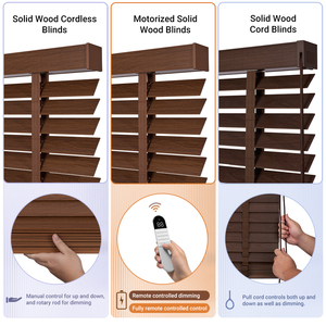 2 "thân thiện với môi bằng gỗ Rèm Venetian không dây điều khiển ánh sáng tự động được xây dựng trong cửa chớp cửa sổ cho sử dụng hàng ngày khách sạn nhà - Product Image 3