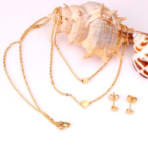 Conjunto de Joyería de Moda para Mujer, Aretes y Collar con Colgante de Corazón en Acero Inoxidable Chapado en Oro de 18K, Joyería Nupcial - Product Image 6