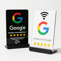 Plaque personnalisée intelligente sans contact pour réseaux sociaux, format A5, avec code QR, affichage NFC et support de carte Google Review