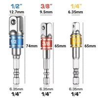 Adaptateur/Extension de douille à chocs 3-en-1 : Transformez votre perceuse en visseuse à écrous haute vitesse – Douilles 1/4 ", 3/8 ", 1/2 " pour perceuse