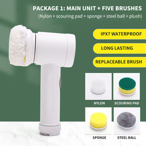 5 in 1 Multi-function Kitchen Handheld Cleaning <b>Brush</b> With 3 <b>Brush</b> Heads Cleaning <b>Brush</b> - Product Image 4