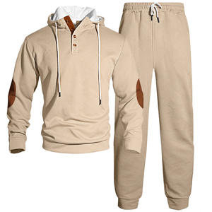 Conjunto de Sudadera con Capucha para Hombre, Diseño Jacquard Negro, Estilo Casual Deportivo, Moda Urbana Otoño Invierno, Dos Piezas - Product Image 2