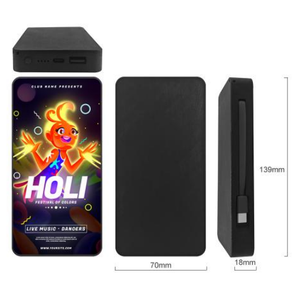 10000 MAh Promotional Gift Power Bank with Full Color LED Logo Built-in Type-C Cable Portable Charger for Corporate Gifts