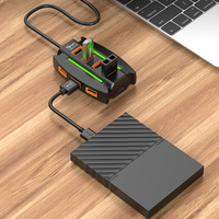 10 Port USB 2.0 Hub USB Expansion Splitter Kabel Data Eksternal ABS Lampu Ambient