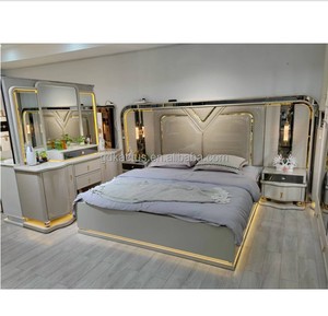 Elegante Set di mobili Royal classici di lusso king Size Set di mobili <span class=keywords><strong>da</strong></span> <span class=keywords><strong>camera</strong></span> <span class=keywords><strong>da</strong></span> <span class=keywords><strong>letto</strong></span> color crema alta lucida - Product Image 1