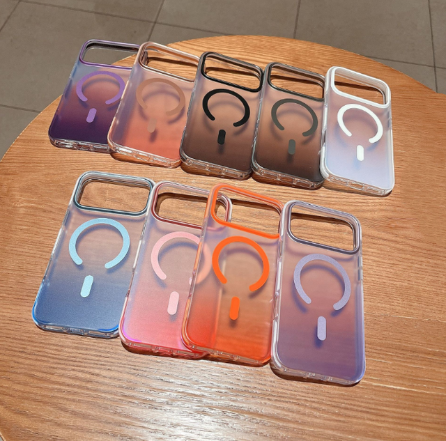 GSCASE 2025 Luxury High Quality Gradient Clear Matte Magnetic Case for Iphone 17 Air Orange Design for Iphone 17 Pro Max
