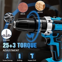 Perceuse électrique portable de qualité industrielle à double vitesse réglable 18-21V avec mandrin autobloquant réversible, en promotion, au lithium