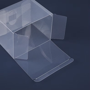 Boîte de présentation d'emballage pliable transparent en plastique PET personnalisé avec fond à verrouillage automatique et film protecteur matériaux recyclés - Product Image 2