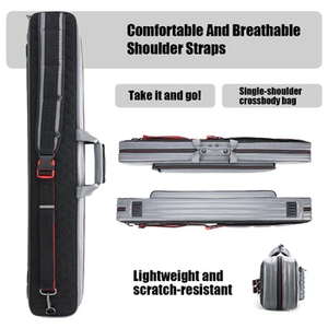 VIBRANT <span class=keywords><strong>Ymir</strong></span> Estuche Rígido Premium para Tacos de Billar y Snooker, Caja para 3/4 Tacos, Bolsa para 3x4 Tacos, de Cuero, 81x15x12cm - Product Image 2