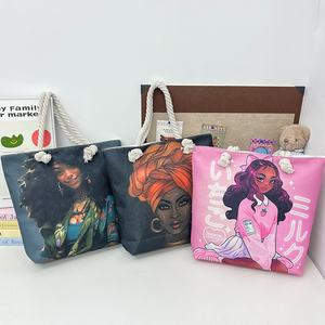 Borsa Tote da Donna Versatile di Grande Capacità, Creativa con Stampa e Manici in Corda, Ideale per Spiaggia e Shopping - Product Image 2