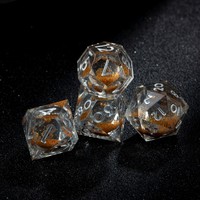 Dés polyédriques transparents remplis de sable doré, dés de luxe pour DND, jeu de dés pour MTG, jeux de société et collectionneurs de jeux de rôle