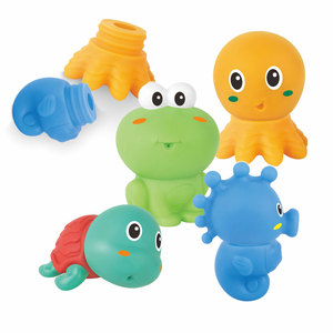 4 pièces OEM/ODM Jouets à presser en caoutchouc en forme d'animaux mignons, flottants pour la <span class=keywords><strong>baignoire</strong></span>, pour bébés et tout-petits, vente en gros d'usine, poupées amusantes - Product Image 1