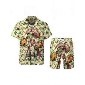 Conjunto de pantalones cortos de playa con estampado <span class=keywords><strong>3D</strong></span> para hombre de estilo americano europeo Camiseta de manga corta minimalista Nuevo diseño de punto informal para <span class=keywords><strong>Amazon</strong></span> - Product Image 1