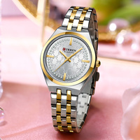 Montre de luxe pour femme 9096, style dessin animé, cadran diamanté or rose, mouvement à quartz 32 mm, bracelet en acier inoxydable 16 mm