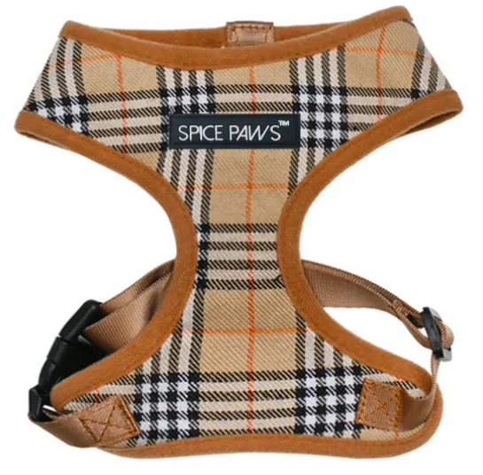3Takins Factory Custom Dog Harness Vest Plaid Small Pet Dog Harness Adjustable Mesh Lining