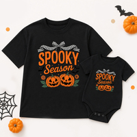 Combinaison en coton pour nouveau-né, costume d'Halloween, haut à manches courtes pour maman, motif personnalisé noir, tenue assortie pour la famille