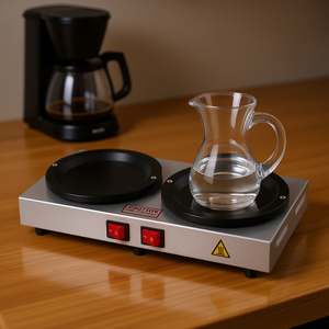 Chauffe-café à double commande indépendante 80W en acier inoxydable, chauffe-tasse rectangulaire pour la maison et le bureau - Product Image 2