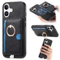 Étui pour carte de crédit couverture arrière pour iPhone 15/16 Pro/16 Plus, étui portefeuille porte-anneau magnétique pour iPhone 16 PROMAX/12/13 /14