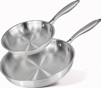 Sartén de Acero Inoxidable de Tres Capas, Sin Recubrimiento, Libre de PFAS/PTFE/PFOA, Apta para Hornos de Gas, Eléctricos y Cerámicos, y para Máquinas de Cocina