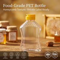 Botella dispensadora de salsa de grado alimenticio al por mayor, botella de plástico PET con forma cónica y tapa abatible para miel, aderezo y kétchup