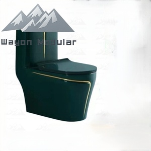Wayon Luxurious Dark <strong>Green</strong> with Gold Trim <strong>Single</strong> Toilet Modern and Elegant Ceramic Suitable for Home/hotel Use - Product Image 2