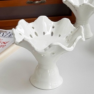 [Actualisation] Plateau en céramique jaune crème rétro de luxe léger, émaillé, à pied haut, compatible lave-vaisselle, pour l'exportation et le commerce extérieur - Product Image 3