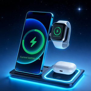 Chargeur sans fil trois-en-un ZongX, support pliable pour téléphone, écouteurs et montre connectée, type à ventouse, vente en gros directe usine - Product Image 1