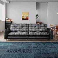 Vente directe d'usine - Canapé une place en cuir véritable style vintage, canapé Hamburger en cuir huilé pour petit appartement ou salon