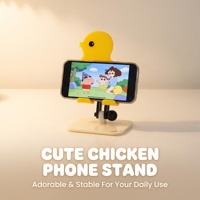 Suporte de Celular Dobrável Ajustável em Acrílico com Botão Duplo em Formato de Pato, Presente Kawaii, OEM ODM, Embalagem Personalizada, Atacado