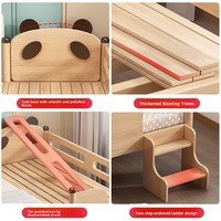 Lit d'enfant moderne en bois massif, lit bébé surélevé et extensible, sommier plat en bois massif