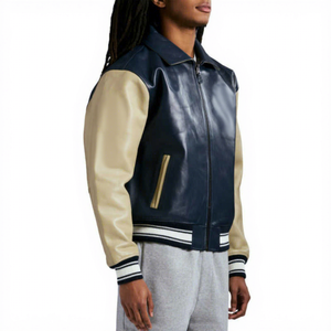Chaqueta Varsity de Cuero Personalizada para Hombre, Chaqueta Bomber Estilo Béisbol, Ropa Urbana Premium, Fabricante Mayorista OEM ODM - Product Image 2