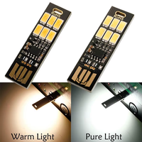 Mini lampe USB portable à 6 LED, 5V, capteur tactile, 3000K/6500K, lumière blanche chaude, veilleuse, batterie externe, lampe de table pour usage domestique